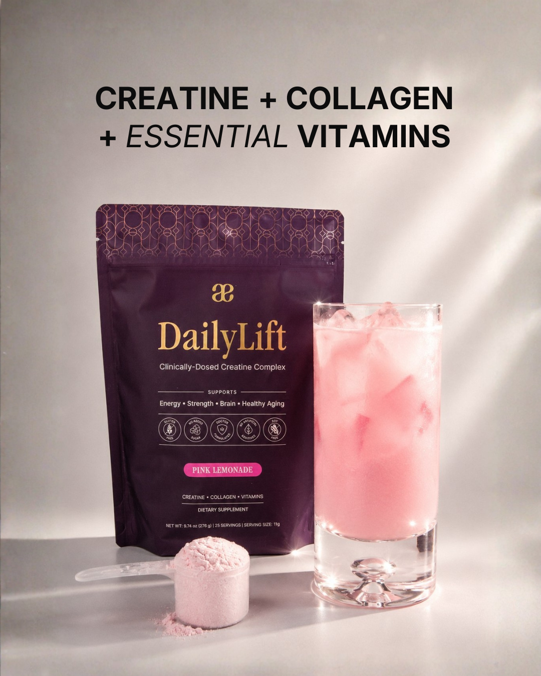 Aelami DailyLift Private Access| Creatine + Collagen + Vitamin D Supplement for Women 40+